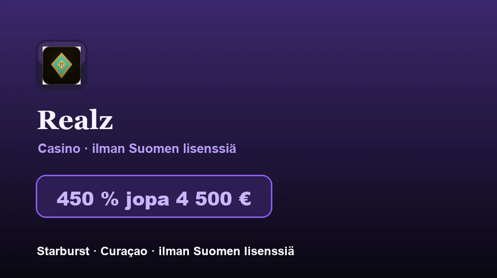 Kuvakaappaus Realz Casinosta